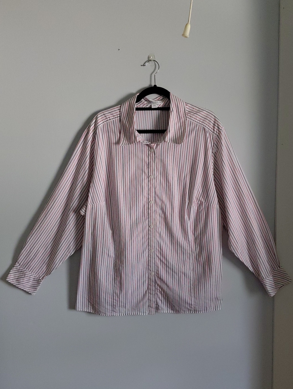 Pendleton Plus Red Black Striped Cotton Button Down Dress ShirtWestern Rodeo 24W